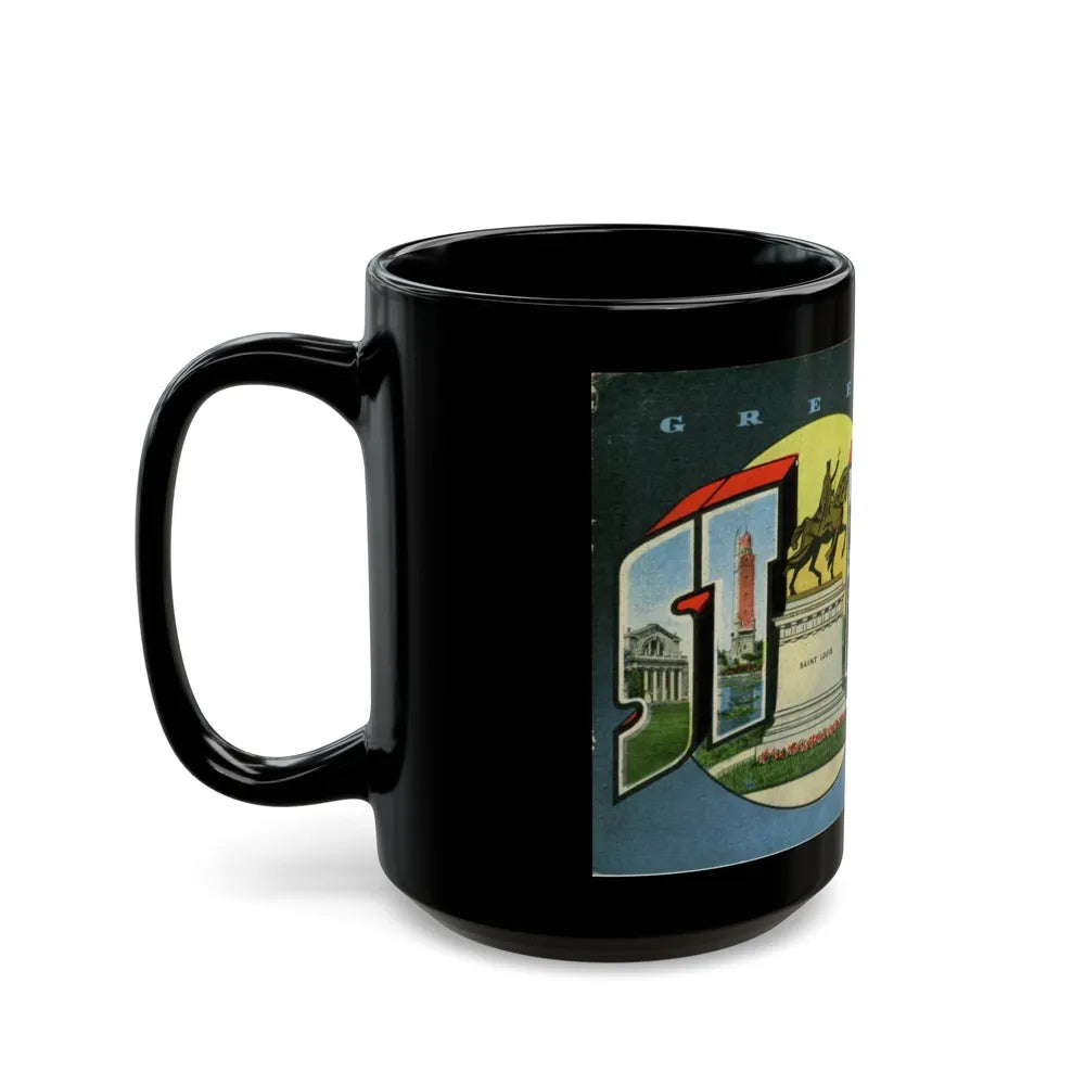 Greetings from St Louis Missouri (Greeting Postcards) Black Coffee Mug-Go Mug Yourself