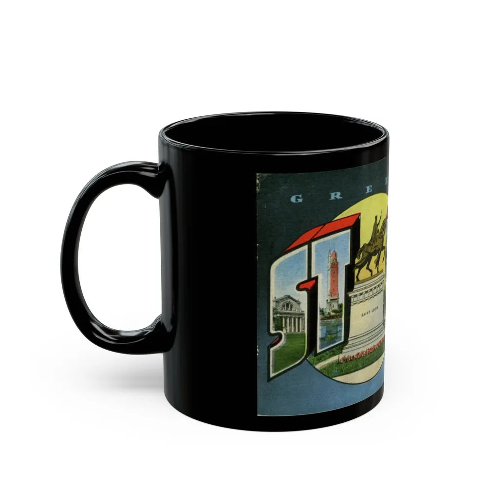 Greetings from St Louis Missouri (Greeting Postcards) Black Coffee Mug-Go Mug Yourself