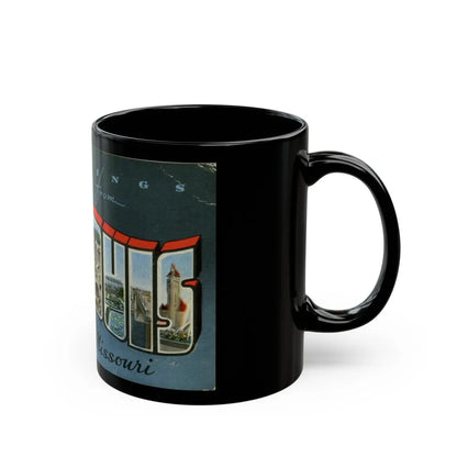 Greetings from St Louis Missouri (Greeting Postcards) Black Coffee Mug-Go Mug Yourself