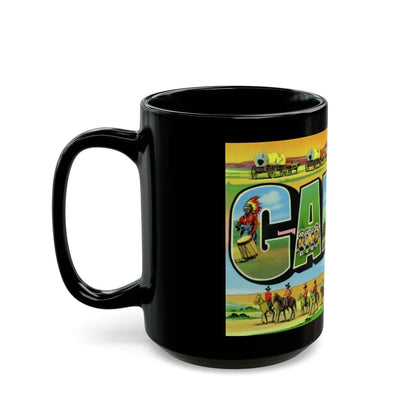 Greetings from the Indian capital Gallup New Mexico (Greeting Postcards) Black Coffee Mug-Go Mug Yourself