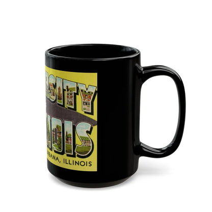 Greetings From The University of Illinois (Greeting Postcards) Black Coffee Mug-Go Mug Yourself