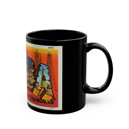 Greetings from Tulsa Oklahoma 2 (Greeting Postcards) Black Coffee Mug-Go Mug Yourself