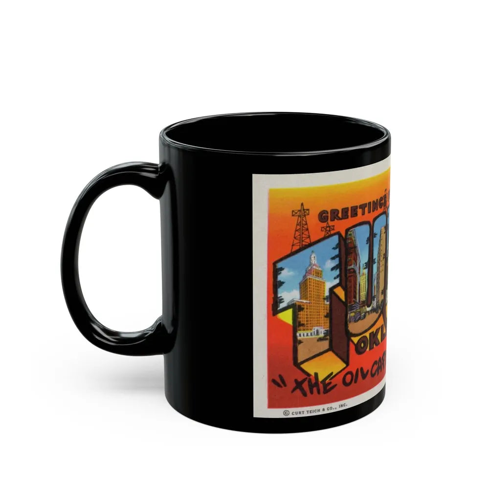 Greetings from Tulsa Oklahoma 2 (Greeting Postcards) Black Coffee Mug-Go Mug Yourself