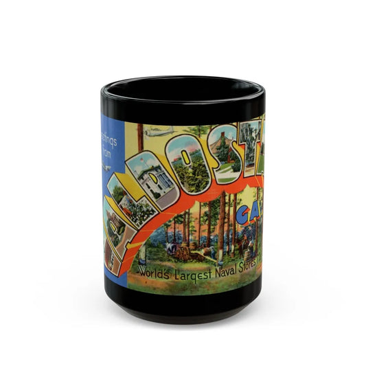 Greetings from Valdosta Ga (Greeting Postcards) Black Coffee Mug-15oz-Go Mug Yourself