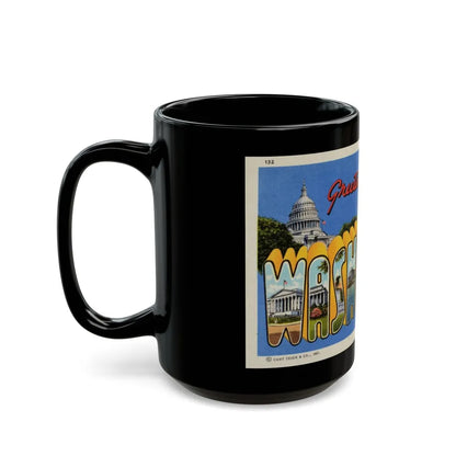 Greetings from Washington DC (Greeting Postcards) Black Coffee Mug-Go Mug Yourself