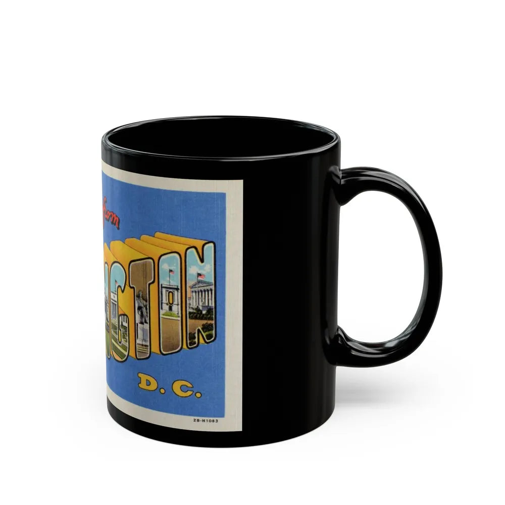 Greetings from Washington DC (Greeting Postcards) Black Coffee Mug-Go Mug Yourself