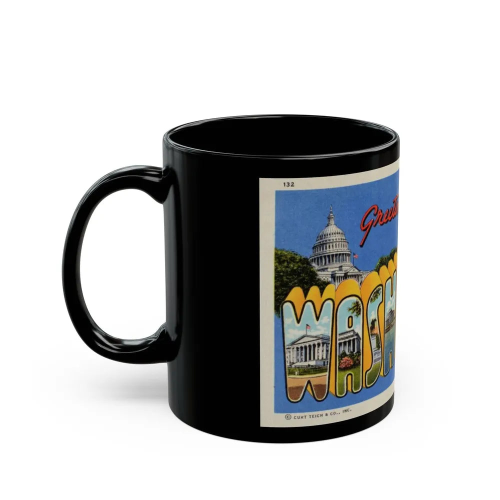 Greetings from Washington DC (Greeting Postcards) Black Coffee Mug-Go Mug Yourself