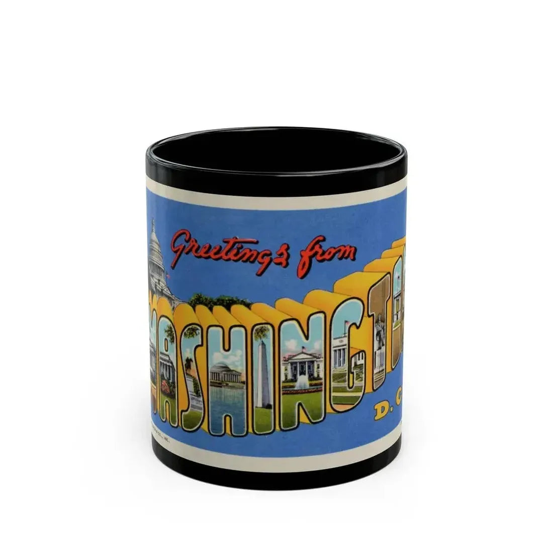 Greetings from Washington DC (Greeting Postcards) Black Coffee Mug - Go Mug Yourself
