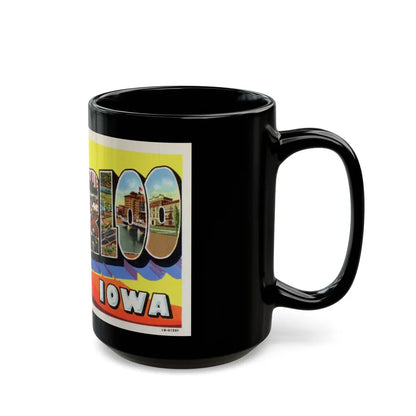 Greetings from Waterloo Iowa (Greeting Postcards) Black Coffee Mug-Go Mug Yourself