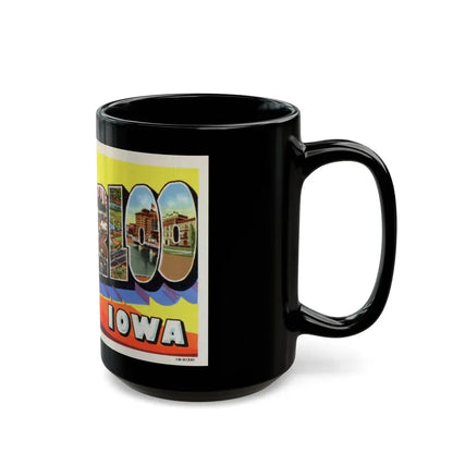 Greetings from Waterloo Iowa (Greeting Postcards) Black Coffee Mug - Go Mug Yourself