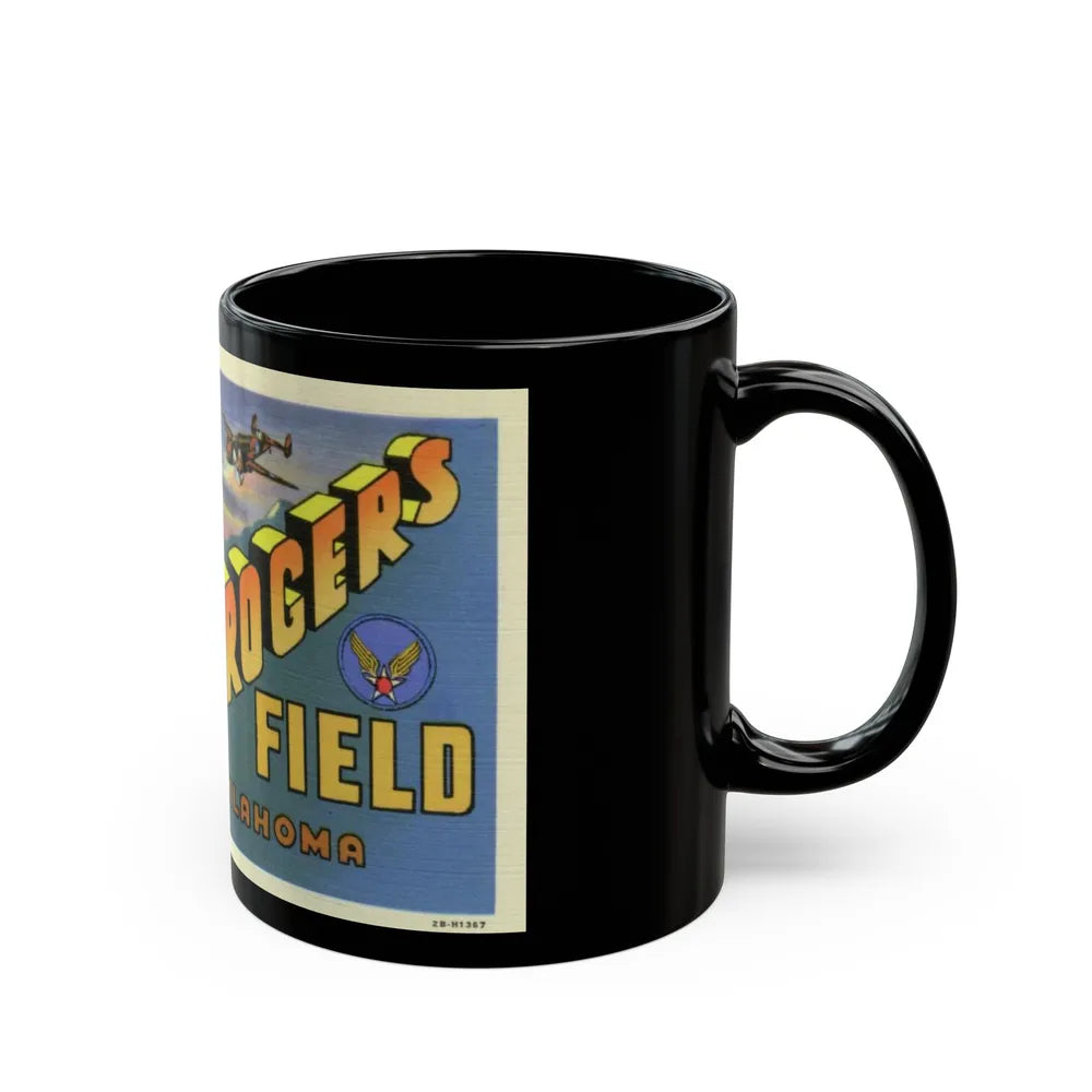 Greetings from Will Rogers Field Oklahoma (Greeting Postcards) Black Coffee Mug-Go Mug Yourself