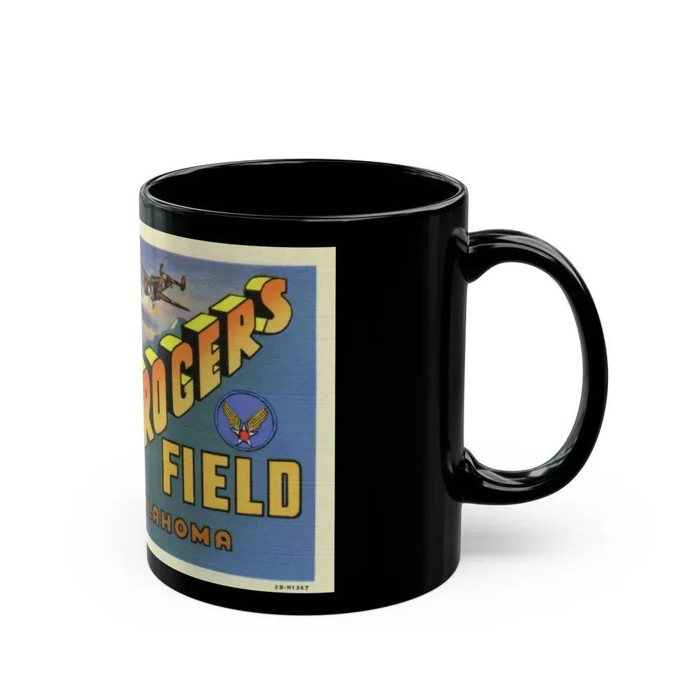 Greetings from Will Rogers Field Oklahoma (Greeting Postcards) Black Coffee Mug - Go Mug Yourself