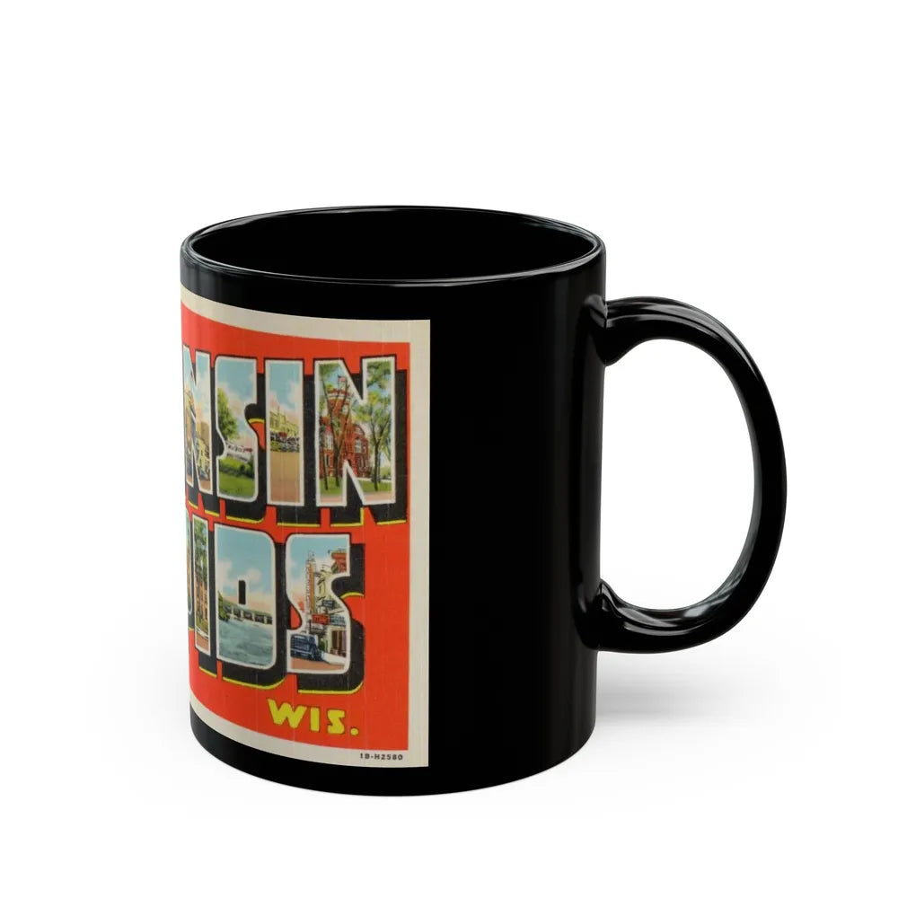 Greetings from Wisconsin Rapids Wis (Greeting Postcards) Black Coffee Mug-Go Mug Yourself