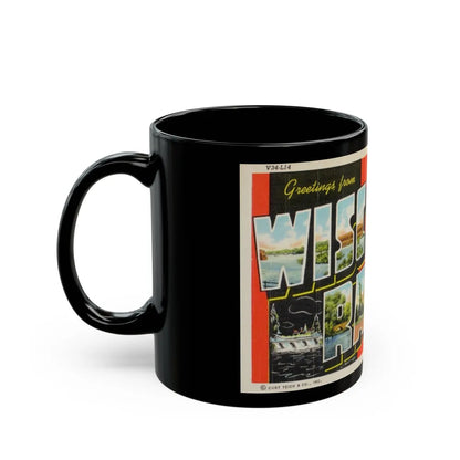 Greetings from Wisconsin Rapids Wis (Greeting Postcards) Black Coffee Mug-Go Mug Yourself