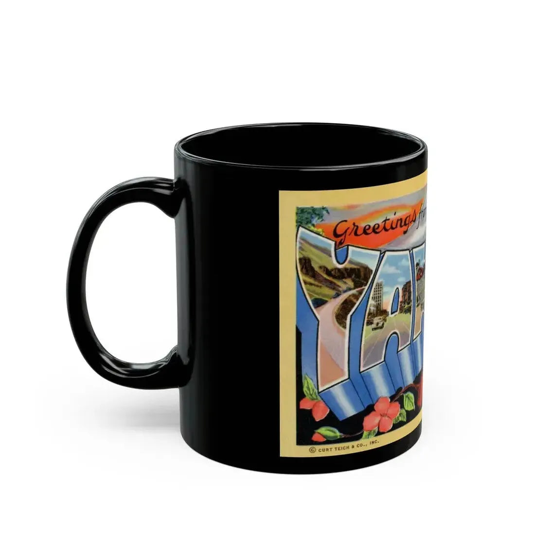 Greetings from Yakima Wash (Greeting Postcards) Black Coffee Mug - Go Mug Yourself