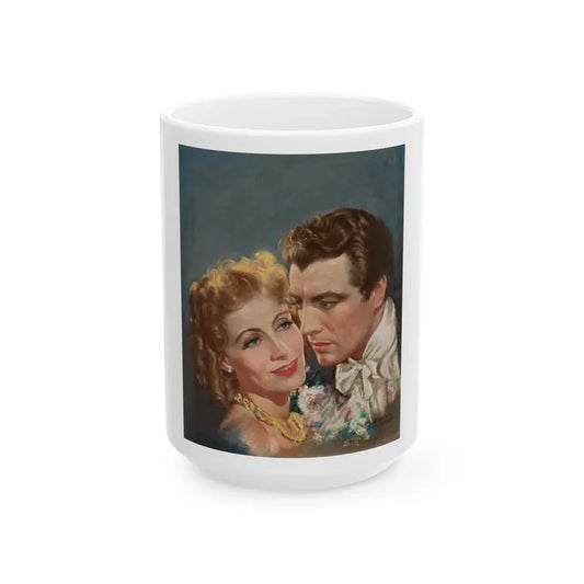 Greta Garbo and Robert Taylor, Movie Story Magazine cover, June 1937 - White Coffee Mug 15oz - Go Mug Yourself