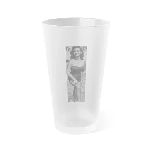 Greta Thyssen #07 - American Beauties Mag. '53 - 1 B&W Photo (Vintage Female Icon) Frosted Pint Glass 16oz 16oz Frosted - Go Mug Yourself