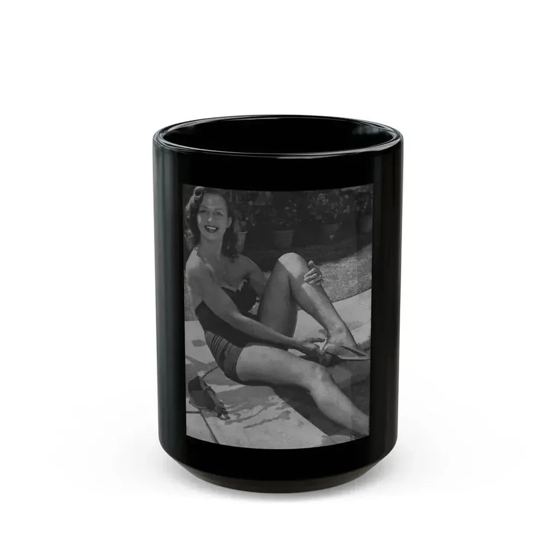 Greta Thyssen #08 - American Beauties Mag. '53 - 1 B&W Photo (Vintage Female Icon) Black Coffee Mug 15oz - Go Mug Yourself