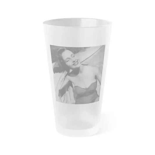 Greta Thyssen #09 - American Beauties Mag. '53 Mag. - 1 B&W Photo (Vintage Female Icon) Frosted Pint Glass 16oz 16oz Frosted - Go Mug Yourself
