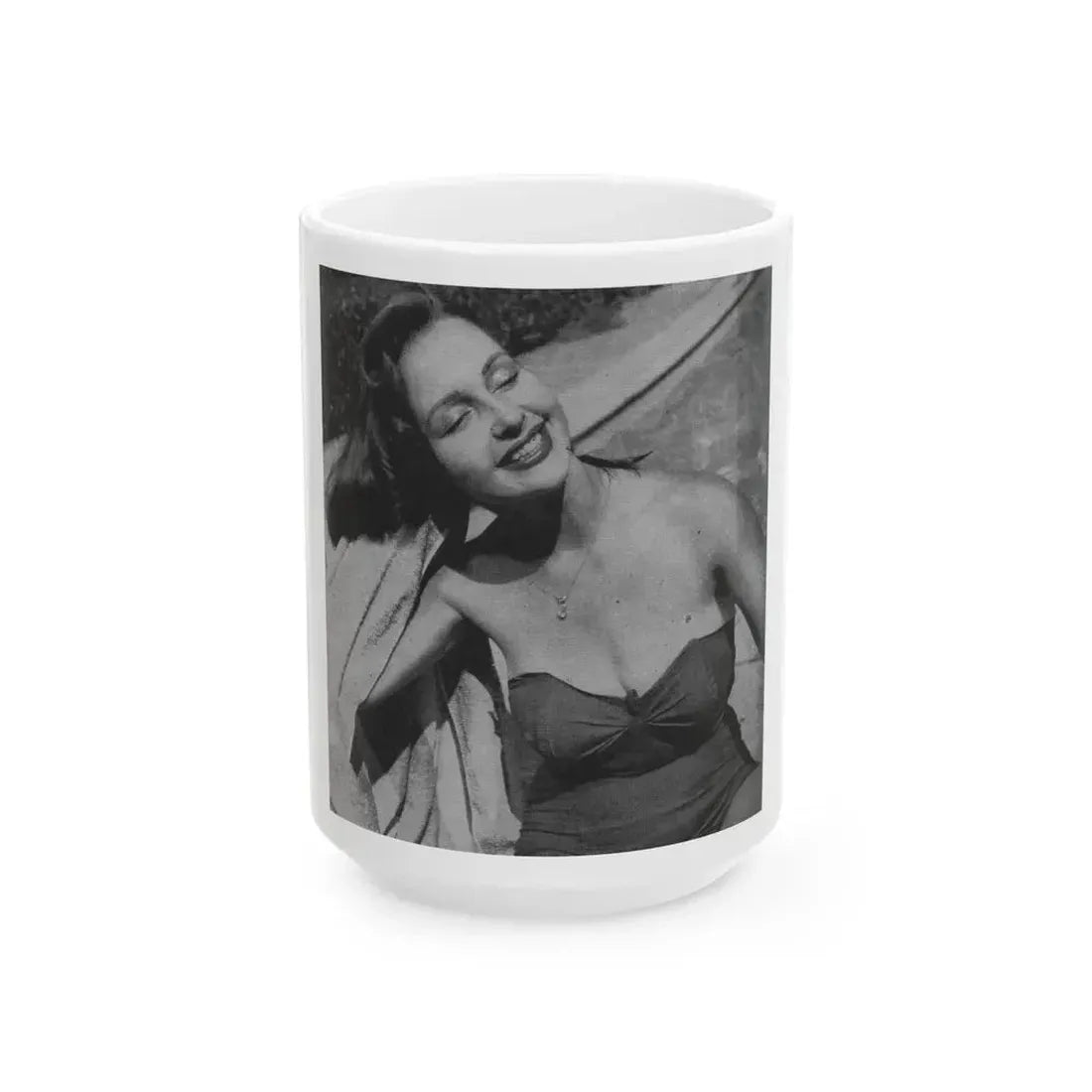 Greta Thyssen #09 - American Beauties Mag. '53 Mag. - 1 B&W Photo (Vintage Female Icon) White Coffee Mug 15oz - Go Mug Yourself