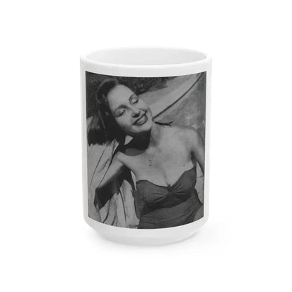 Greta Thyssen #09 - American Beauties Mag. '53 Mag. - 1 B&W Photo (Vintage Female Icon) White Coffee Mug 15oz - Go Mug Yourself