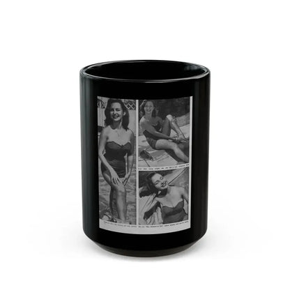 Greta Thyssen #10 - American Beauties Mag. '53 - 3 B&W Photos (Vintage Female Icon) Black Coffee Mug 15oz - Go Mug Yourself