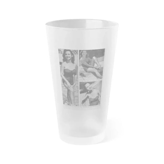 Greta Thyssen #10 - American Beauties Mag. '53 - 3 B&W Photos (Vintage Female Icon) Frosted Pint Glass 16oz 16oz Frosted - Go Mug Yourself
