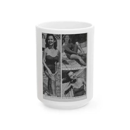 Greta Thyssen #10 - American Beauties Mag. '53 - 3 B&W Photos (Vintage Female Icon) White Coffee Mug 15oz - Go Mug Yourself