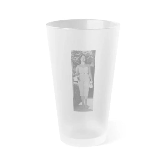 Greta Thyssen #11 - American Beauties Mag. '53 - 1 B&W Photo (Vintage Female Icon) Frosted Pint Glass 16oz 16oz Frosted - Go Mug Yourself