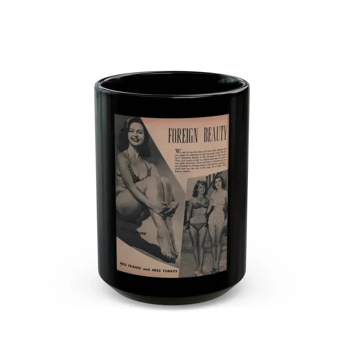 Greta Thyssen #114 - Cover Girl Models Mag. '53 - 1 B&W Photo (Vintage Female Icon) Black Coffee Mug 15oz - Go Mug Yourself