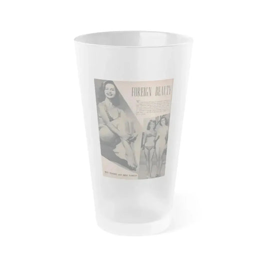 Greta Thyssen #114 - Cover Girl Models Mag. '53 - 1 B&W Photo (Vintage Female Icon) Frosted Pint Glass 16oz 16oz Frosted - Go Mug Yourself