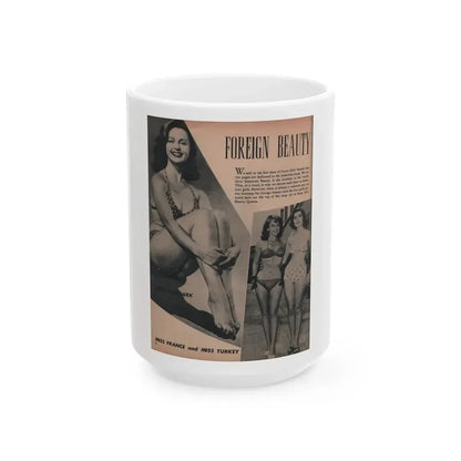 Greta Thyssen #114 - Cover Girl Models Mag. '53 - 1 B&W Photo (Vintage Female Icon) White Coffee Mug 15oz - Go Mug Yourself