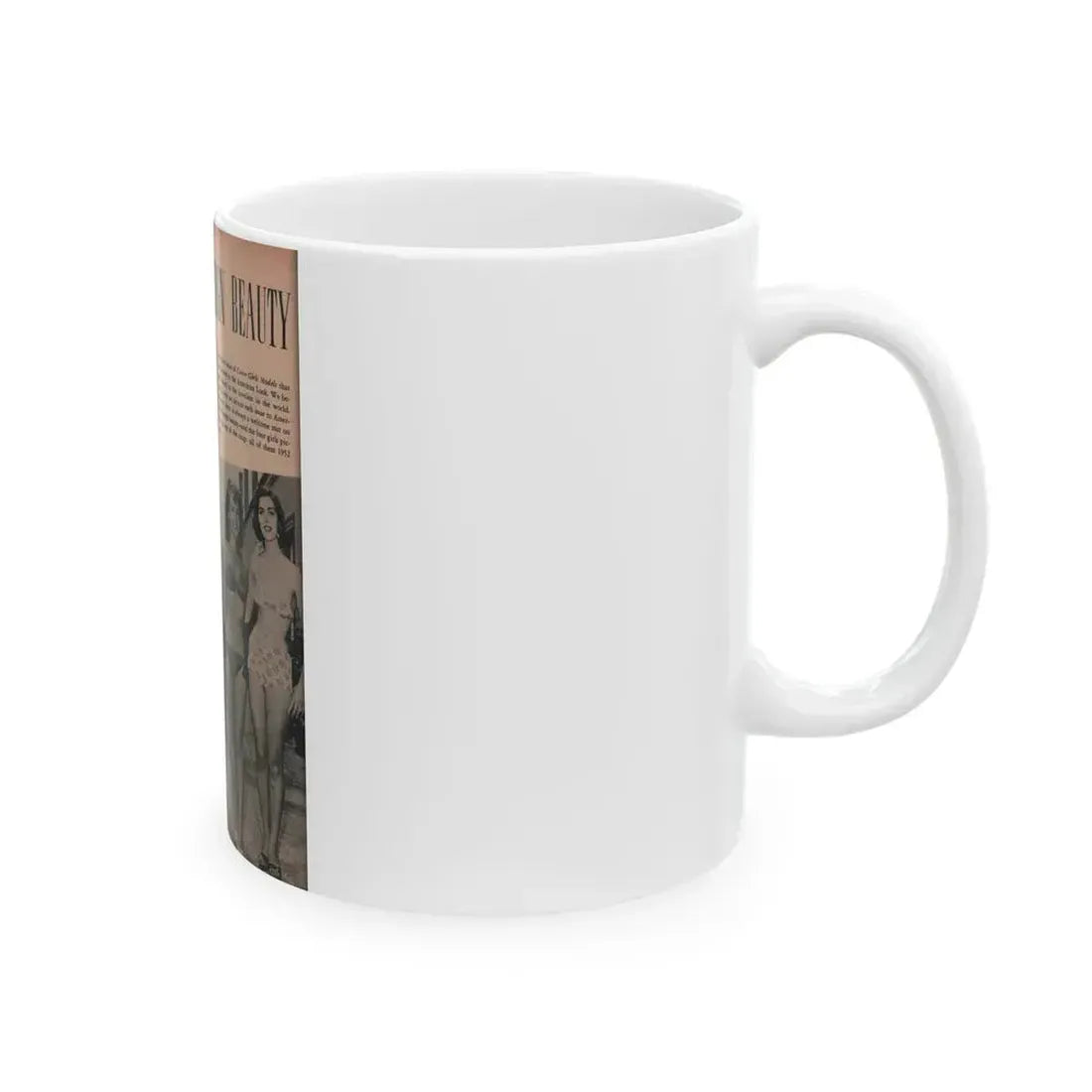 Greta Thyssen #114 - Cover Girl Models Mag. '53 - 1 B&W Photo (Vintage Female Icon) White Coffee Mug - Go Mug Yourself