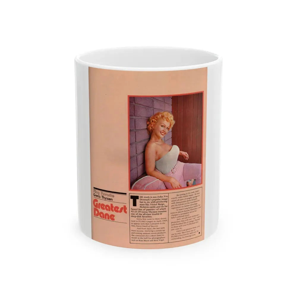 Greta Thyssen #117 (Vintage Female Icon) White Coffee Mug 11oz - Go Mug Yourself
