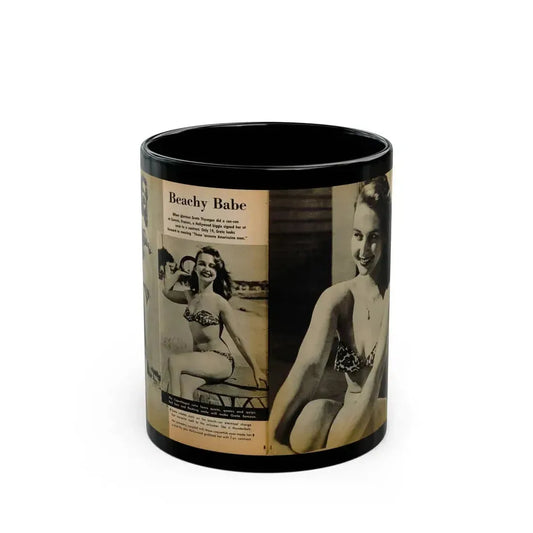 Greta Thyssen #119 - Gala Mag. January '53 - 2 B&W Photos & Captions 1 (Vintage Female Icon) Black Coffee Mug 11oz - Go Mug Yourself
