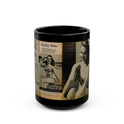 Greta Thyssen #119 - Gala Mag. January '53 - 2 B&W Photos & Captions 1 (Vintage Female Icon) Black Coffee Mug 15oz - Go Mug Yourself