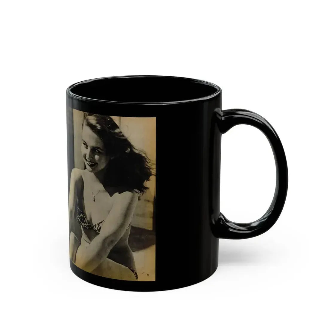 Greta Thyssen #119 - Gala Mag. January '53 - 2 B&W Photos & Captions 1 (Vintage Female Icon) Black Coffee Mug - Go Mug Yourself