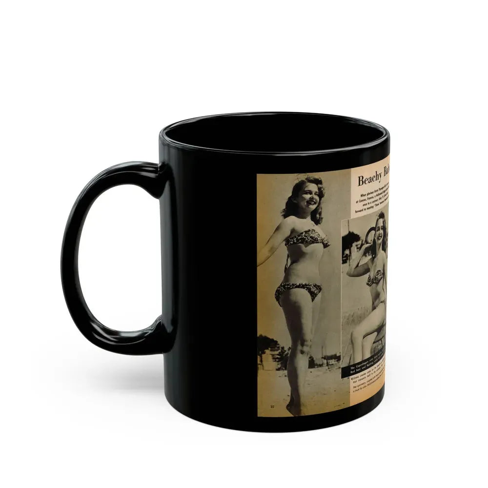 Greta Thyssen #119 - Gala Mag. January '53 - 2 B&W Photos & Captions 1 (Vintage Female Icon) Black Coffee Mug - Go Mug Yourself