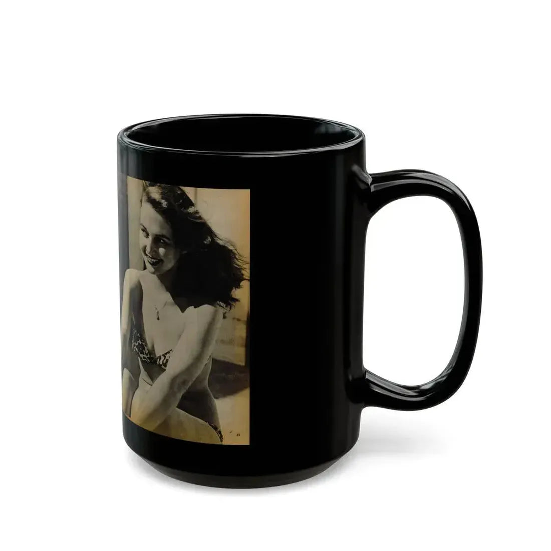Greta Thyssen #119 - Gala Mag. January '53 - 2 B&W Photos & Captions 1 (Vintage Female Icon) Black Coffee Mug - Go Mug Yourself
