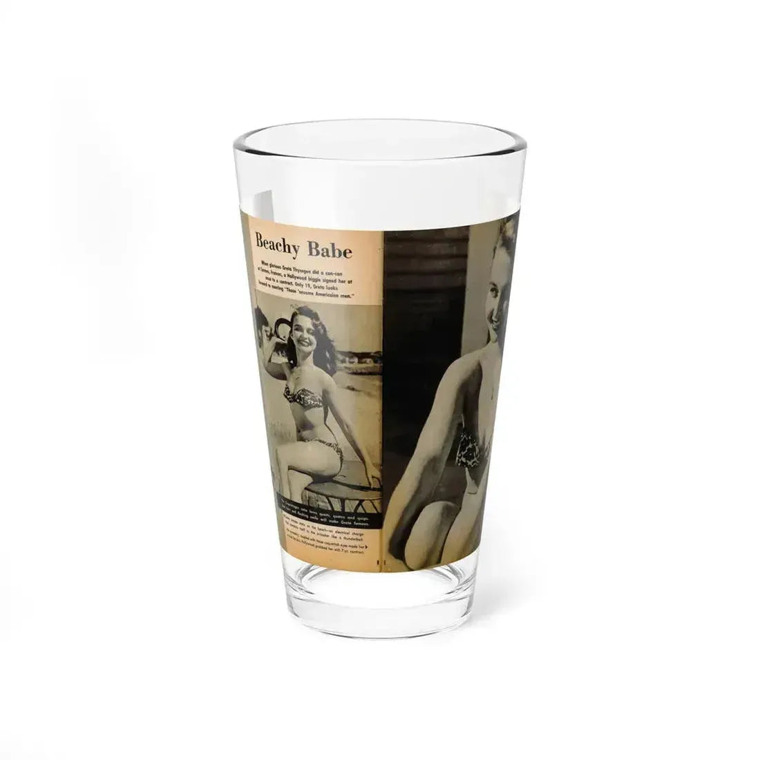 Greta Thyssen #119 - Gala Mag. January '53 - 2 B&W Photos & Captions 1 (Vintage Female Icon) Pint Glass 16oz 16oz - Go Mug Yourself