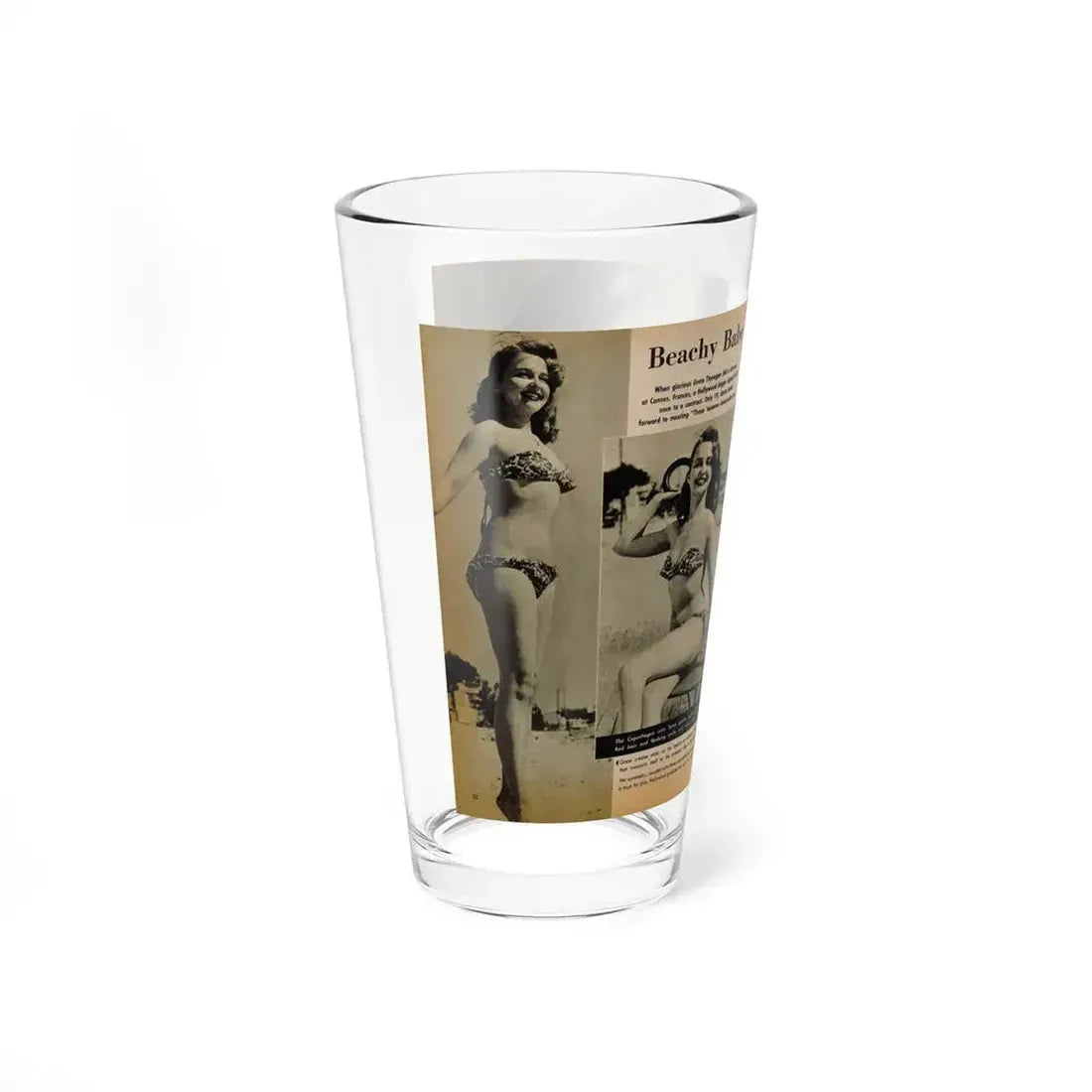 Greta Thyssen #119 - Gala Mag. January '53 - 2 B&W Photos & Captions 1 (Vintage Female Icon) Pint Glass 16oz - Go Mug Yourself