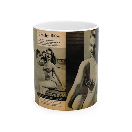 Greta Thyssen #119 - Gala Mag. January '53 - 2 B&W Photos & Captions 1 (Vintage Female Icon) White Coffee Mug 11oz - Go Mug Yourself