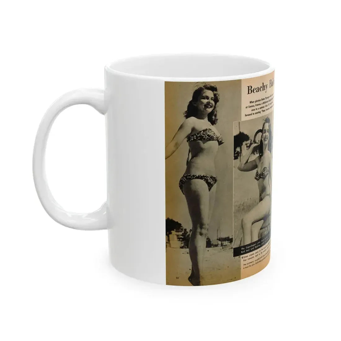 Greta Thyssen #119 - Gala Mag. January '53 - 2 B&W Photos & Captions 1 (Vintage Female Icon) White Coffee Mug - Go Mug Yourself