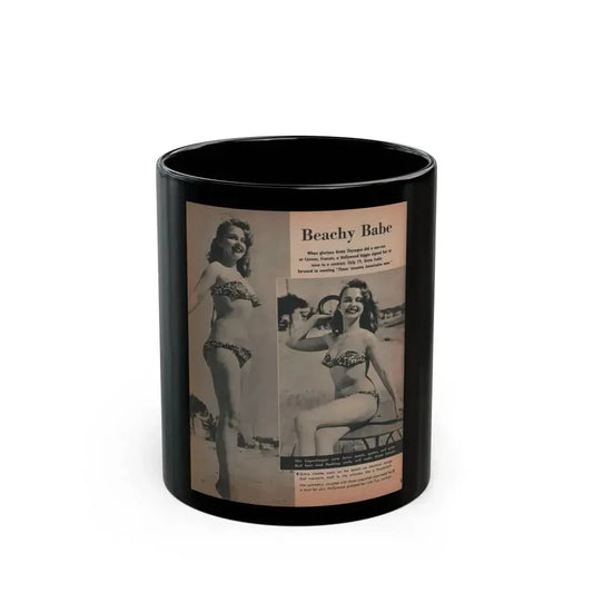 Greta Thyssen #119 - Gala Mag. January '53 - 2 B&W Photos & Captions (Vintage Female Icon) Black Coffee Mug 11oz - Go Mug Yourself