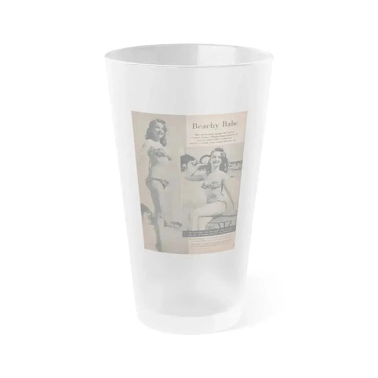 Greta Thyssen #119 - Gala Mag. January '53 - 2 B&W Photos & Captions (Vintage Female Icon) Frosted Pint Glass 16oz 16oz Frosted - Go Mug Yourself