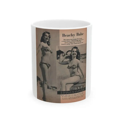 Greta Thyssen #119 - Gala Mag. January '53 - 2 B&W Photos & Captions (Vintage Female Icon) White Coffee Mug 11oz - Go Mug Yourself