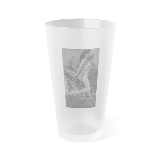Greta Thyssen #12 - American Beauties Mag. '53 - 1 B&W Photo (Vintage Female Icon) Frosted Pint Glass 16oz 16oz Frosted - Go Mug Yourself