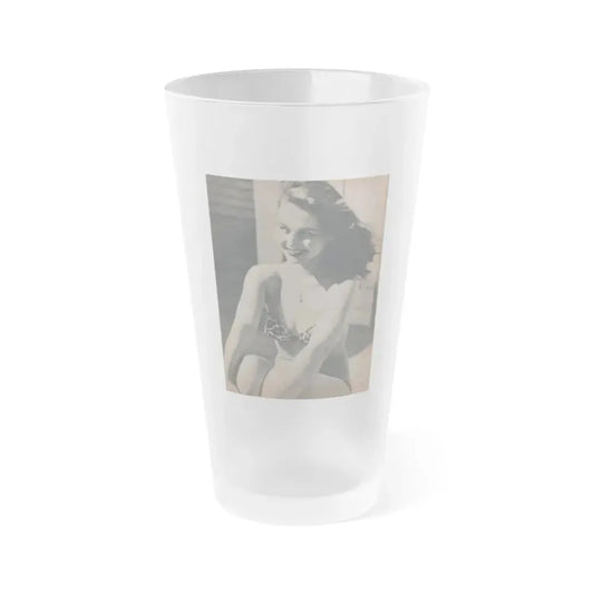 Greta Thyssen #120 - Gala Mag. January '53 - 1 B&W Photo (Vintage Female Icon) Frosted Pint Glass 16oz 16oz Frosted - Go Mug Yourself
