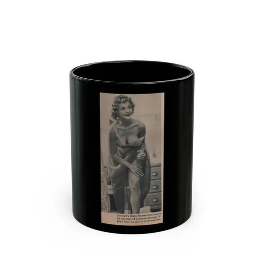 Greta Thyssen #121 - Scamp Mag. Sept. '58 - 1 Small B&W Photo (Vintage Female Icon) Black Coffee Mug 11oz - Go Mug Yourself