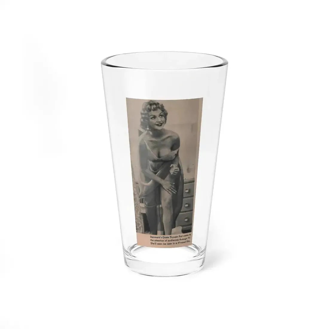Greta Thyssen #121 - Scamp Mag. Sept. '58 - 1 Small B&W Photo (Vintage Female Icon) Pint Glass 16oz 16oz - Go Mug Yourself